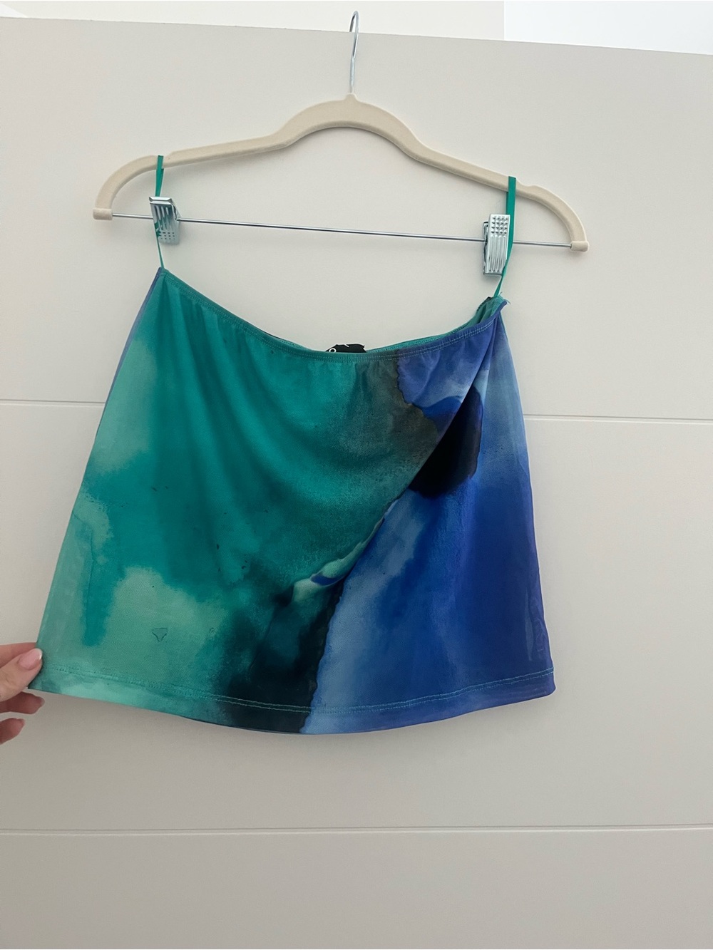 Motel Rocks Teal and Blue Watercolor Mini Skirt